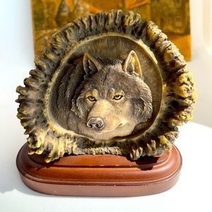 🐺vintage rare find GRY WOLF BOTTON 15004 MILL CREEK STUDIO ROSEN CARVING
